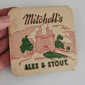 Vintage Mitchell's Ale Coaster Lancaster Stout Castle Beer Mat 2-Side Breweriana